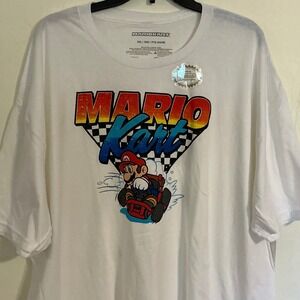 NWT 3XL Mario Kart Nintendo Graphic T-Shirt  White Short Sleeve Retro Racing Tee